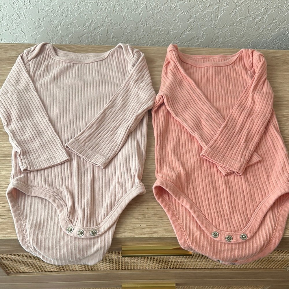 Cloud Island Pink Ribbed Bodysuits One Piece